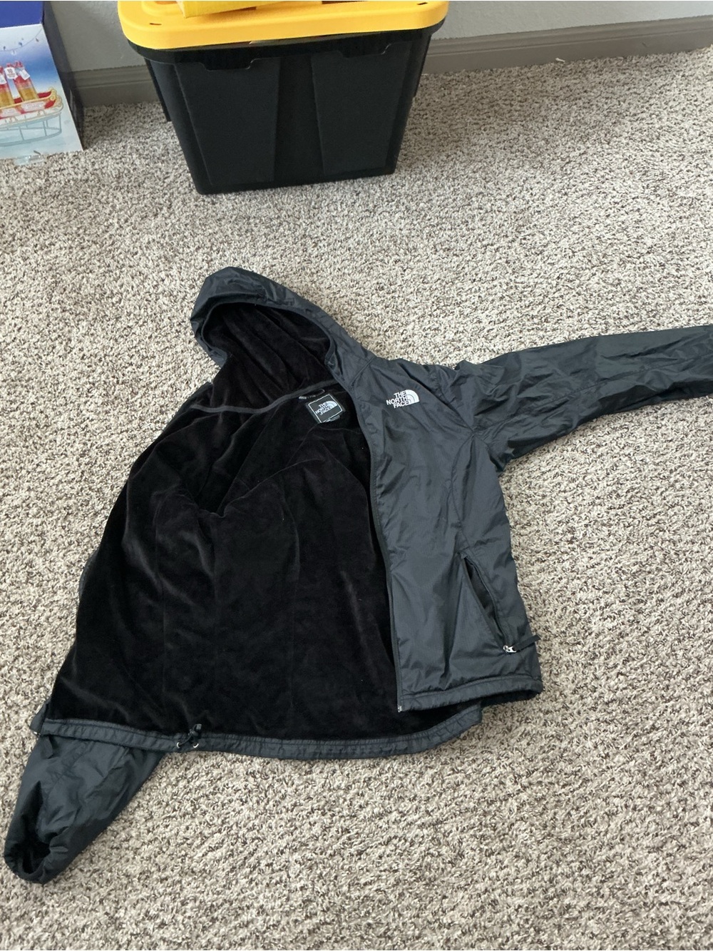 The North Face Black Hooded Raincoat with Fleece Lining